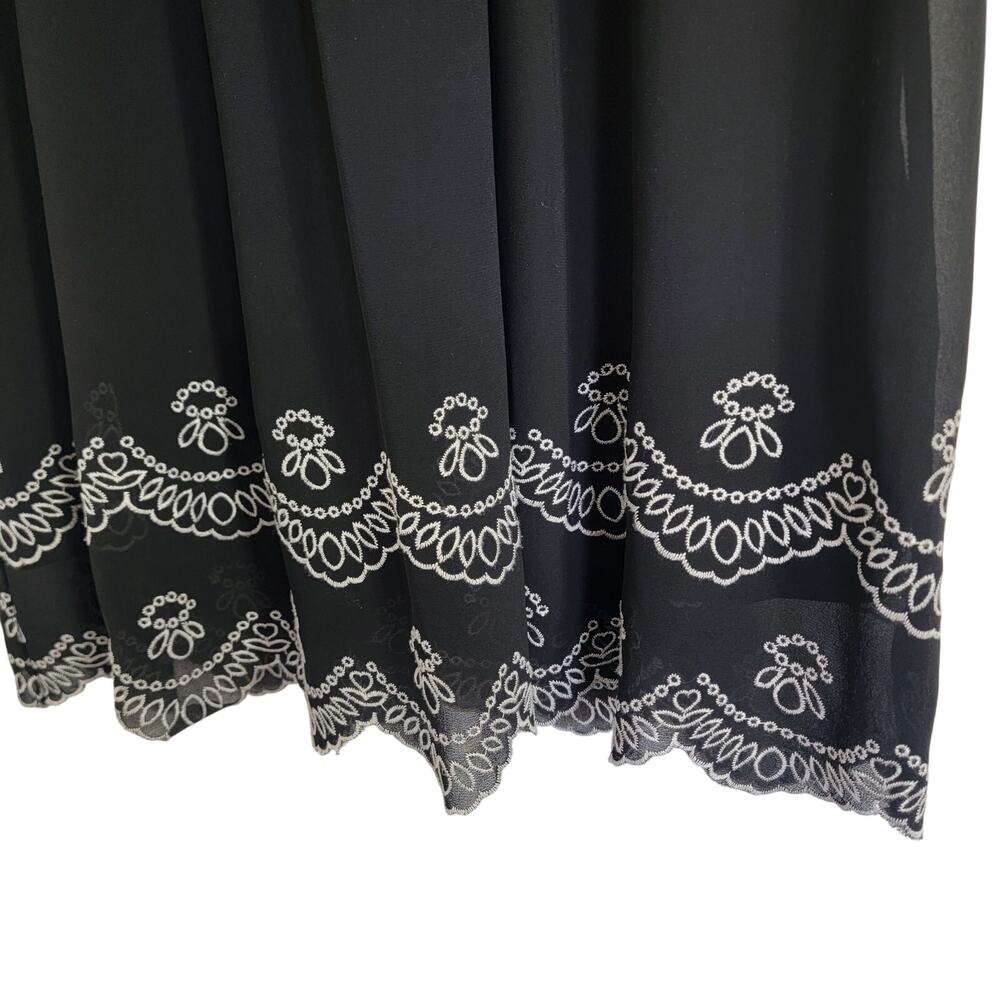 As You Wish Womens Dress Black Flowy Scallop Hem Sheer Sleeve Sz Large - Picture 3 of 6